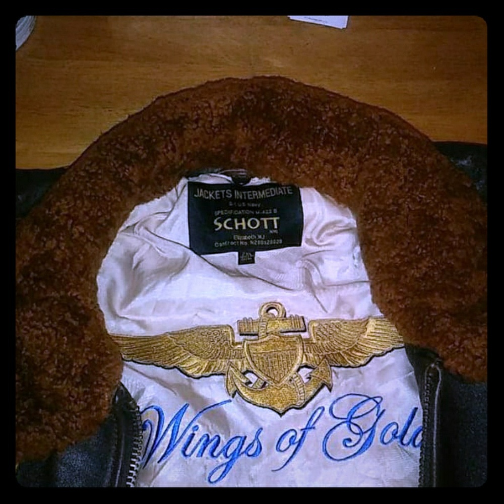 2x Schott G-1 wings of gold leather bomber